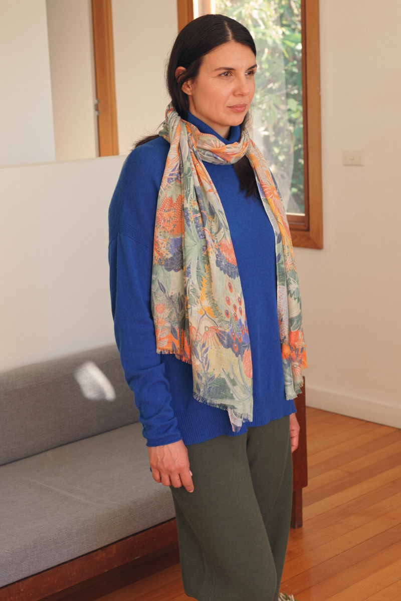 Cashmere Silk "Botanical Gallop" Scarf
