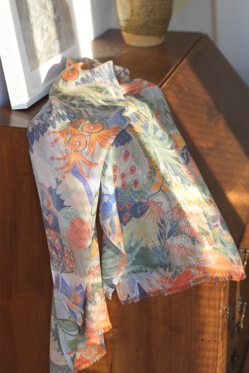 Cashmere Silk "Botanical Gallop" Scarf