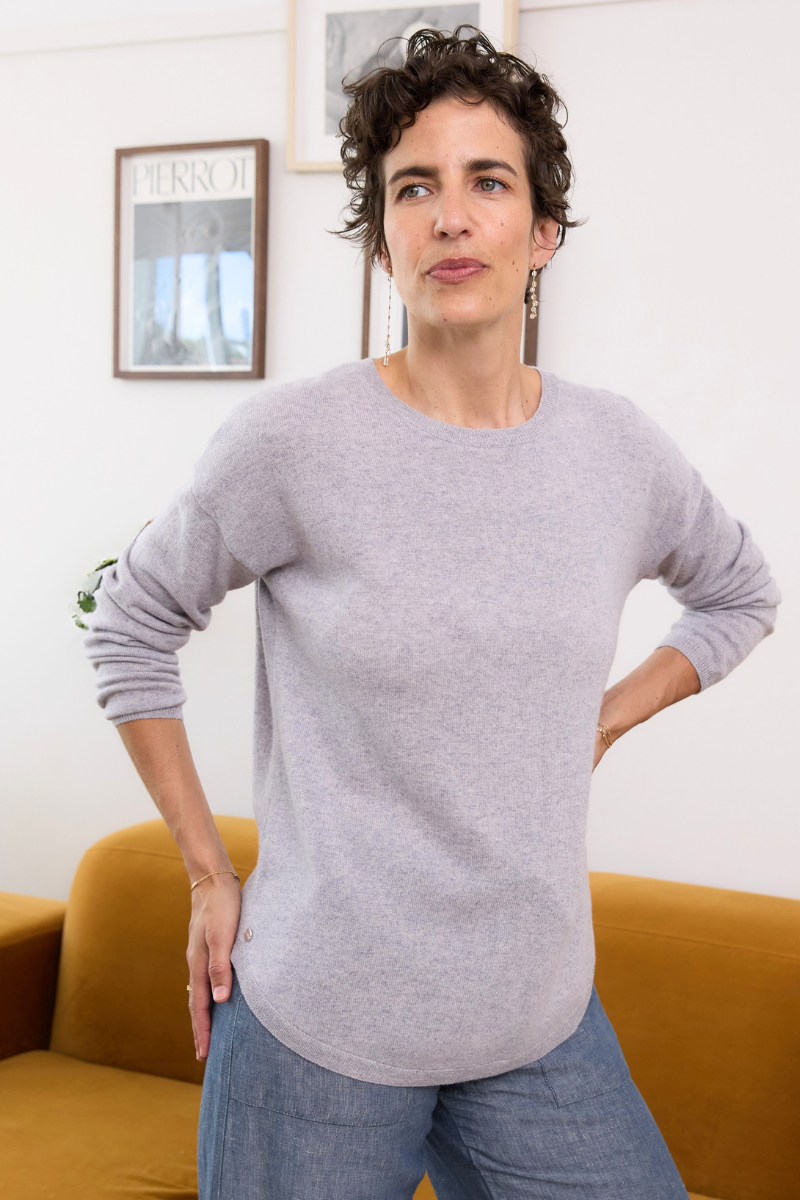 Cashmere Silver Grey Crew Jumper - Cara Cashmere