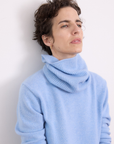 Cashmere Soft Blue Rib Snood - Cara Cashmere