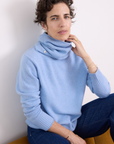 Cashmere Soft Blue Rib Snood - Cara Cashmere