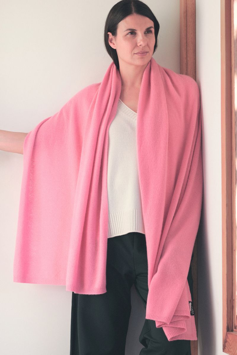 Cashmere Soft Rose Knit Wrap - Cara Cashmere