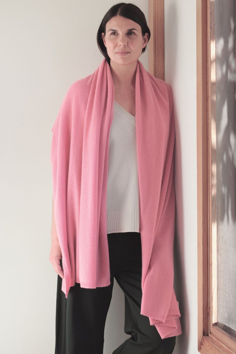 Cashmere Soft Rose Knit Wrap - Cara Cashmere