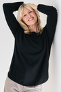 Cashmere Black Crew Jumper - Cara Cashmere