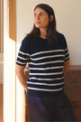 Cashmere Navy & White Stripe Knit