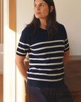 Cashmere Navy & White Stripe Knit