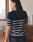 Cashmere Navy & White Stripe Knit