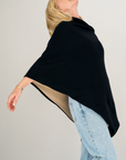 Cashmere  Black and Oat Reversible Poncho - Cara Cashmere