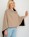 Cashmere  Black and Oat Reversible Poncho - Cara Cashmere