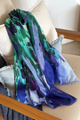 Cashmere Silk African Violet Painterly Print Scarf - Cara Cashmere