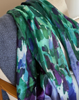 Cashmere Silk African Violet Painterly Print Scarf
