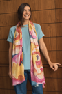 Cashmere Silk Painterly Peony Scarf - Cara Cashmere