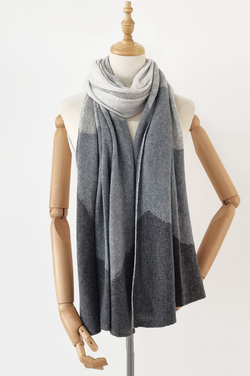Cashmere Tonal Greys Deco Scallop Wrap