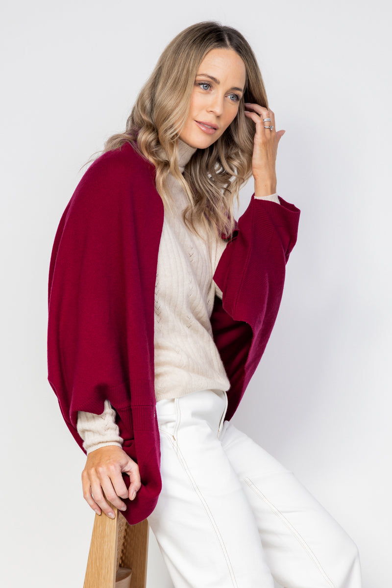 Cashmere Shrug - Wine - Cara Cashmere