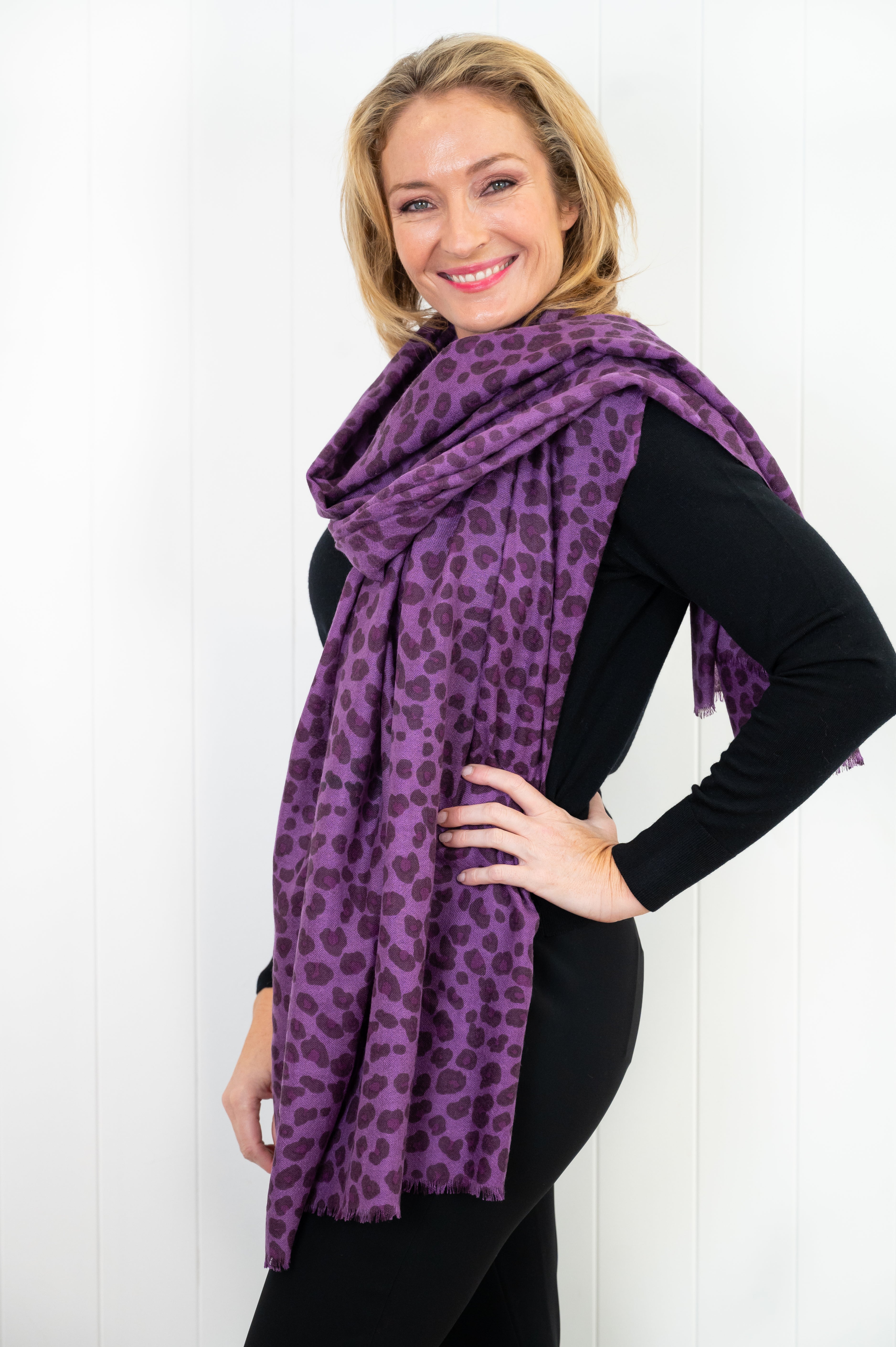 Leopard Cashmere Scarf - Passion - Cara Cashmere