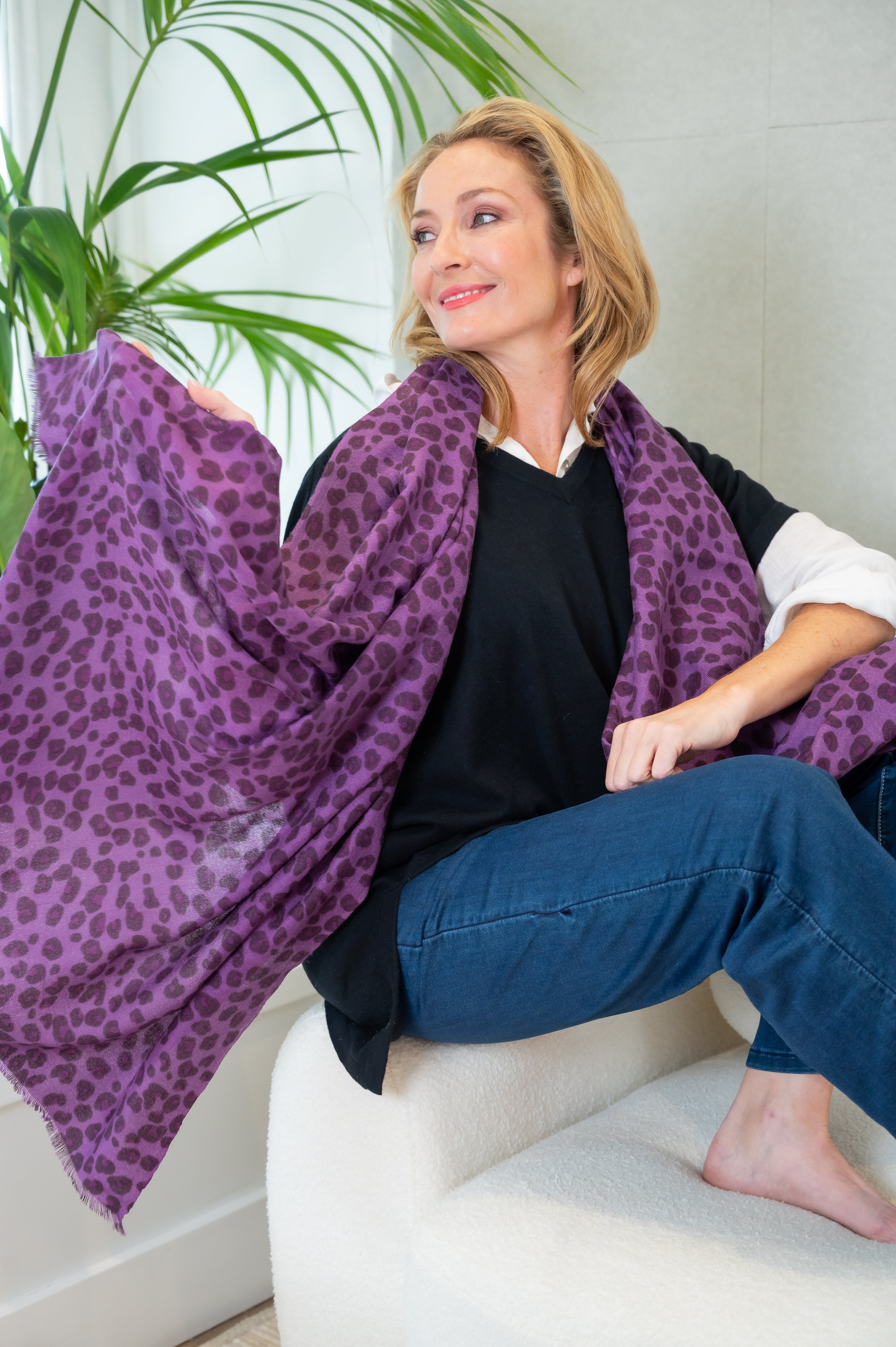 Leopard Cashmere Scarf - Passion - Cara Cashmere