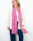 Leopard Cashmere Scarf - Raspberry - Cara Cashmere