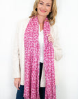 Leopard Cashmere Scarf - Raspberry - Cara Cashmere