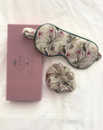 "Eastern Honeyeater and Orchid" Silk Eye Mask and Scrunchie - Cara Cashmere