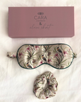 "Eastern Honeyeater and Orchid" Silk Eye Mask and Scrunchie - Cara Cashmere