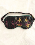 "Eastern Robin and Queen Sheeba Orchid" Silk Eye Mask and Scrunchie - Cara Cashmere