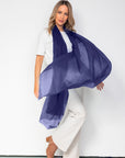 NEW Aura Cashmere Scarf - Navy - Cara Cashmere