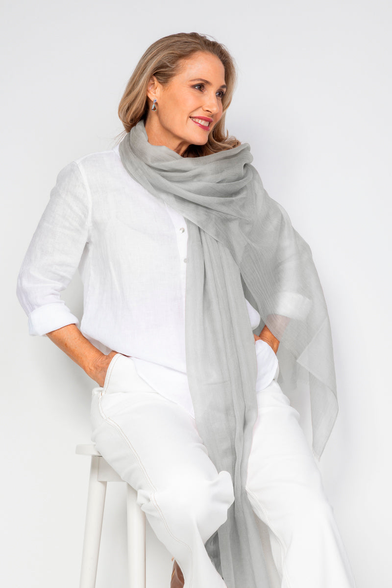 NEW Aura Cashmere Scarf - Silver - Cara Cashmere