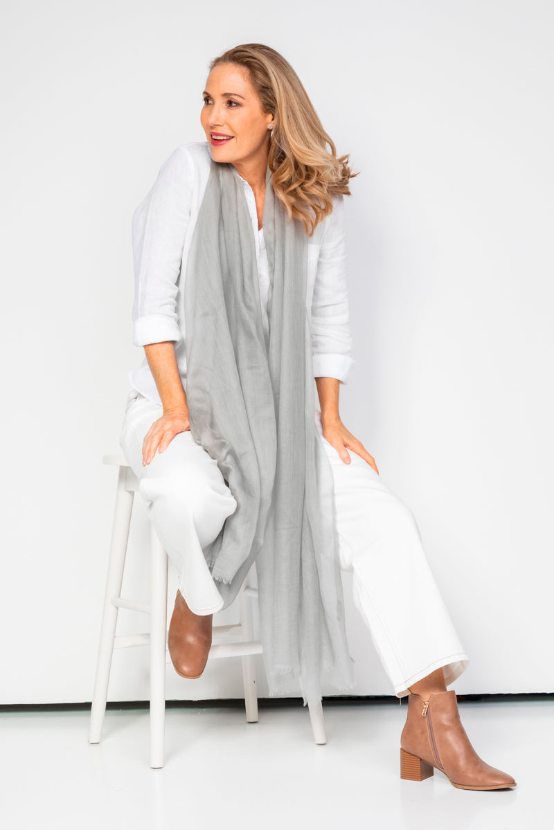 NEW Aura Cashmere Scarf - Silver - Cara Cashmere