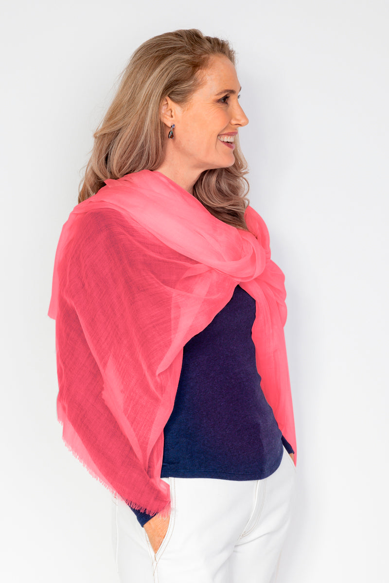 NEW Aura Cashmere Scarf - Coral - Cara Cashmere