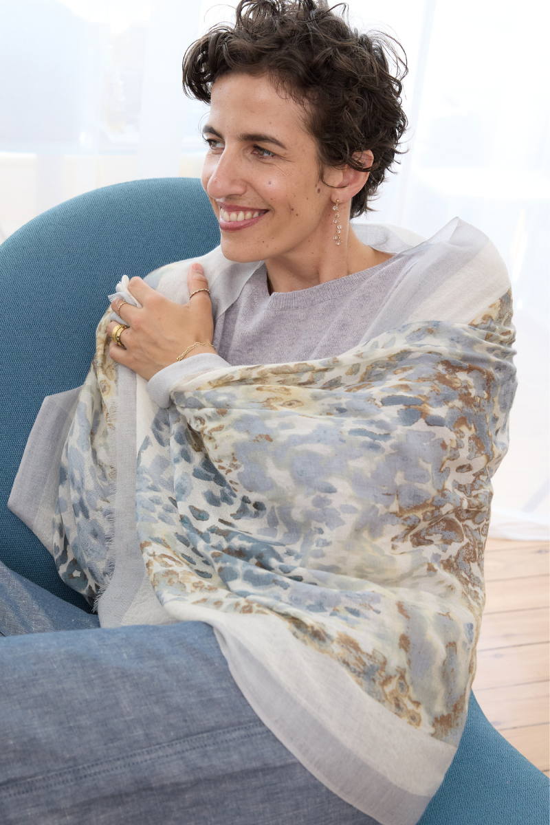 Cashmere Silk Neutrals Faded Leopard Scarf - Cara Cashmere