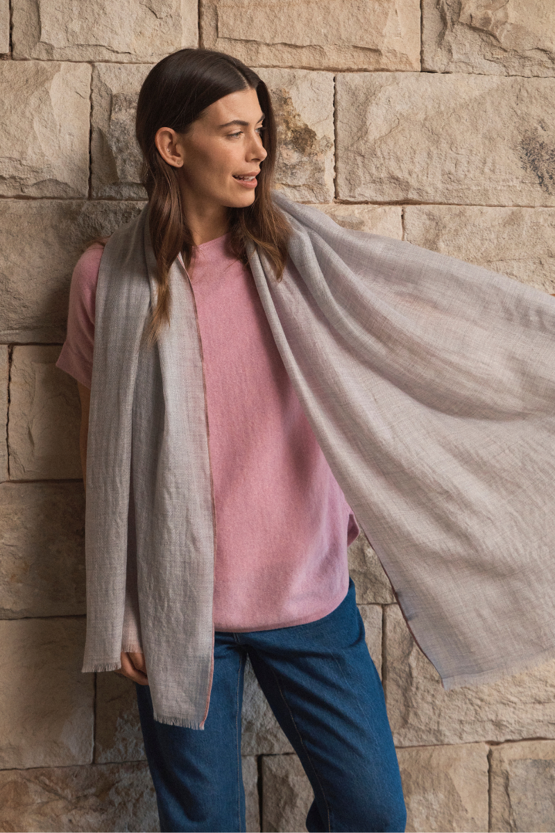 Cashmere Grey Tranquil Scarf Cara Cashmere
