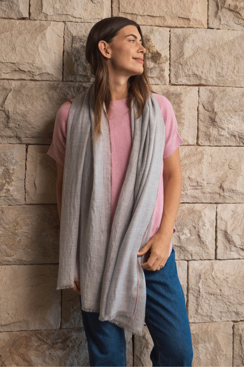 Cashmere Grey Tranquil Scarf Cara Cashmere