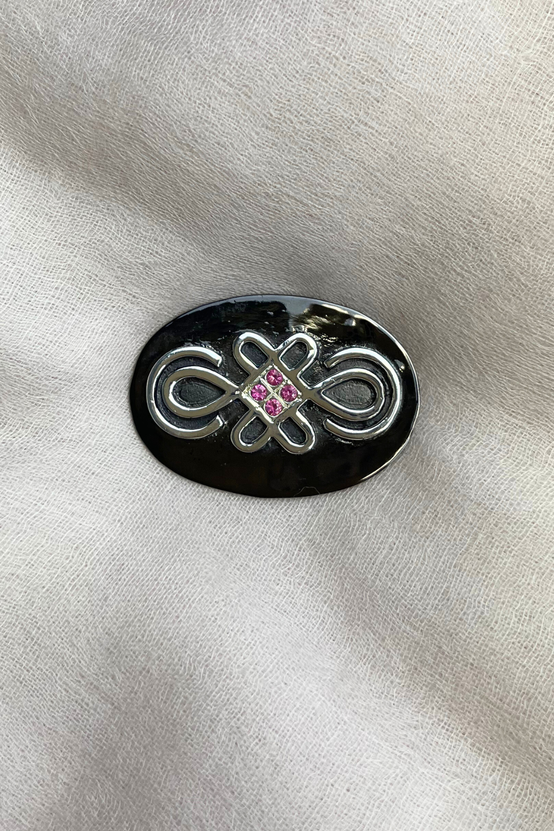 Cara Celtic Silver Ruby Magnet Brooch - Cara Cashmere
