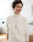 Merino Cashmere Ivory Melange Harmony Knit - Cara Cashmere
