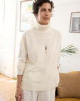 Merino Cashmere Ivory Melange Harmony Knit - Cara Cashmere