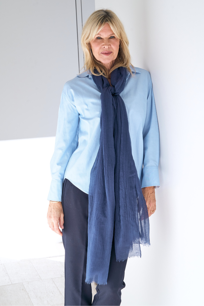 Navy Cashmere Aura Scarf