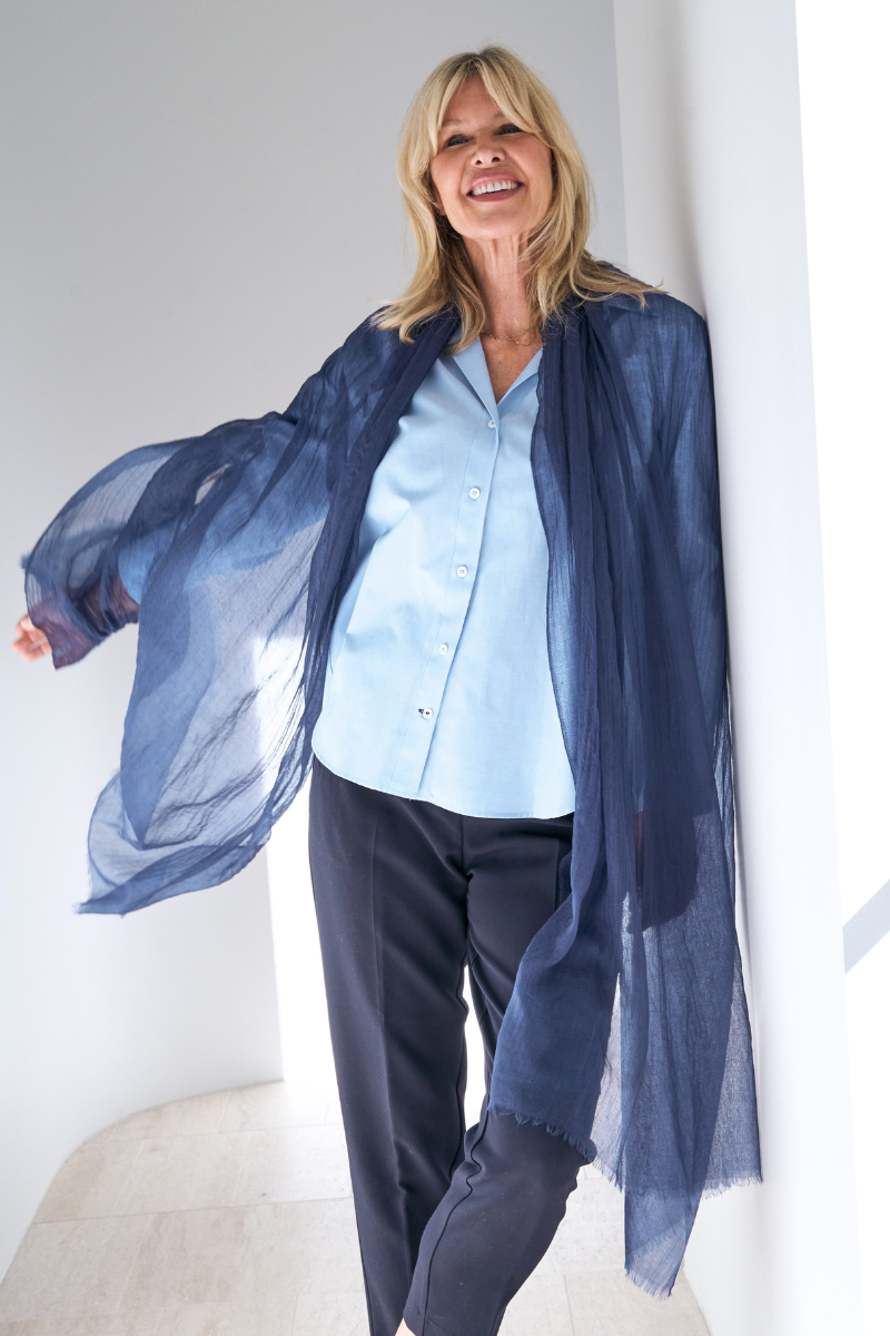 Navy Cashmere Aura Scarf
