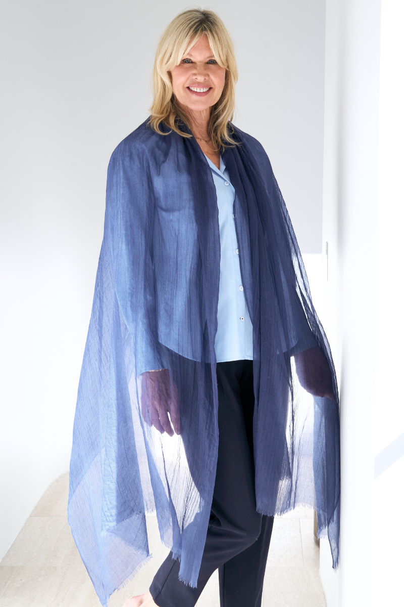 Navy Cashmere Aura Scarf