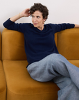 Cashmere Navy V Neck Jumper - Cara Cashmere