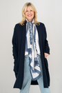 Merino Cashmere Navy Cascade Longline Cardigan
