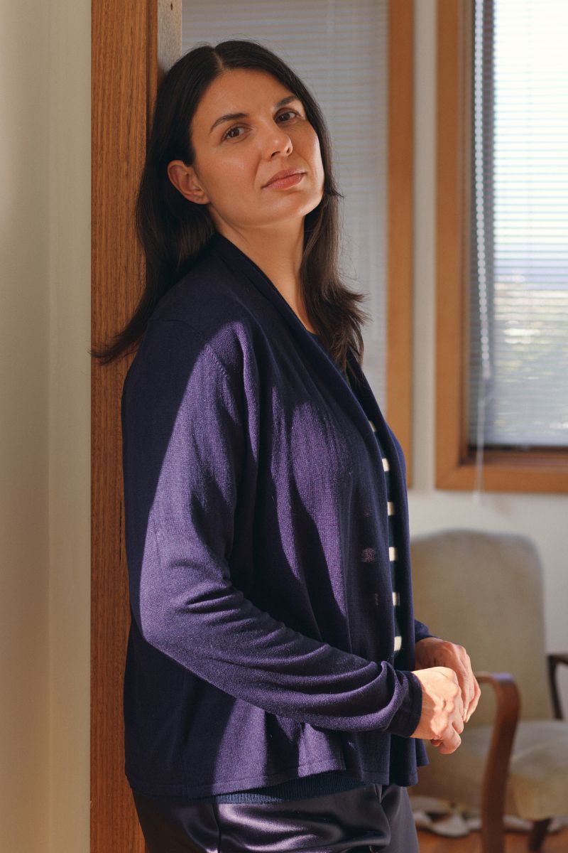Silk Cashmere Navy Cardigan