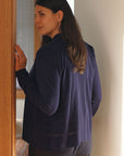 Silk Cashmere Navy Cardigan