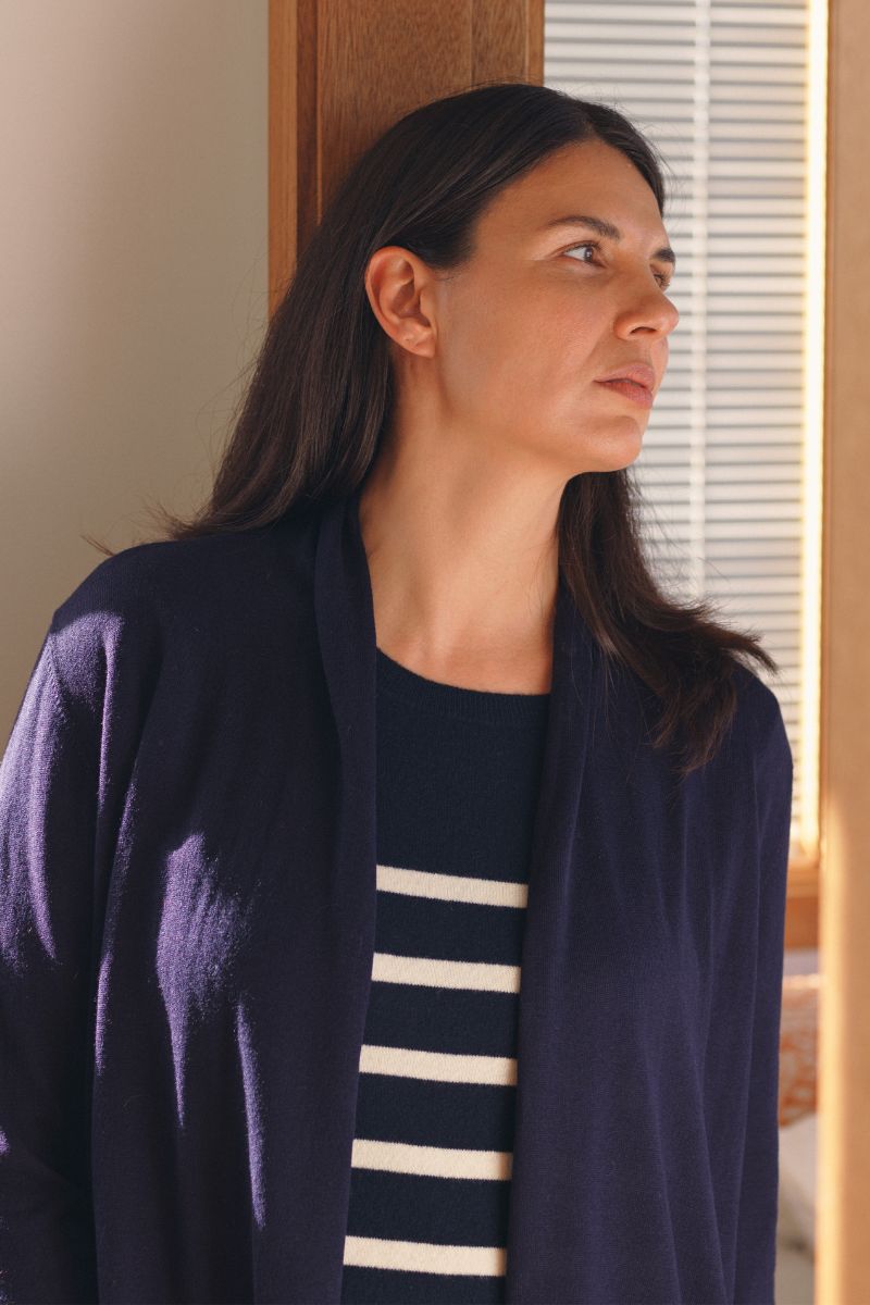 Silk Cashmere Navy Cardigan