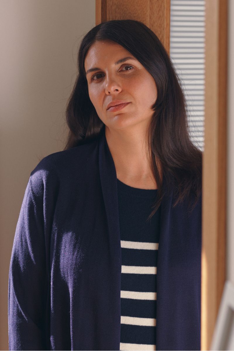 Silk Cashmere Navy Cardigan