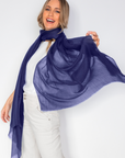 NEW Aura Cashmere Scarf - Navy - Cara Cashmere