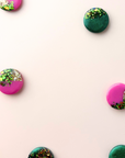 Reversible Resin Scarf Magnet Brooch - Bright Pink and Green