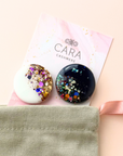 Reversible Resin Scarf Magnet Brooch - Navy and White Sparkle