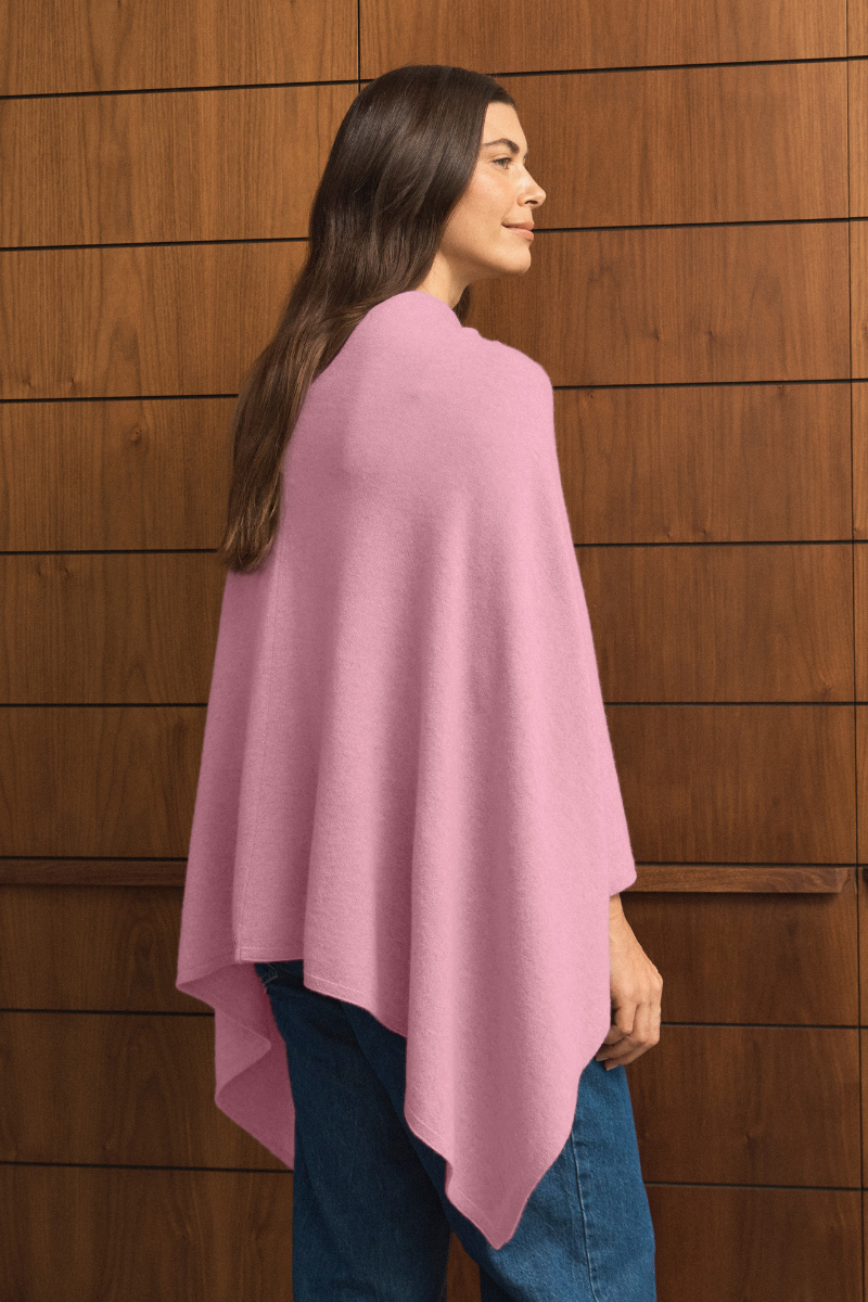 Cashmere Soft Rose Poncho - Cara Cashmere