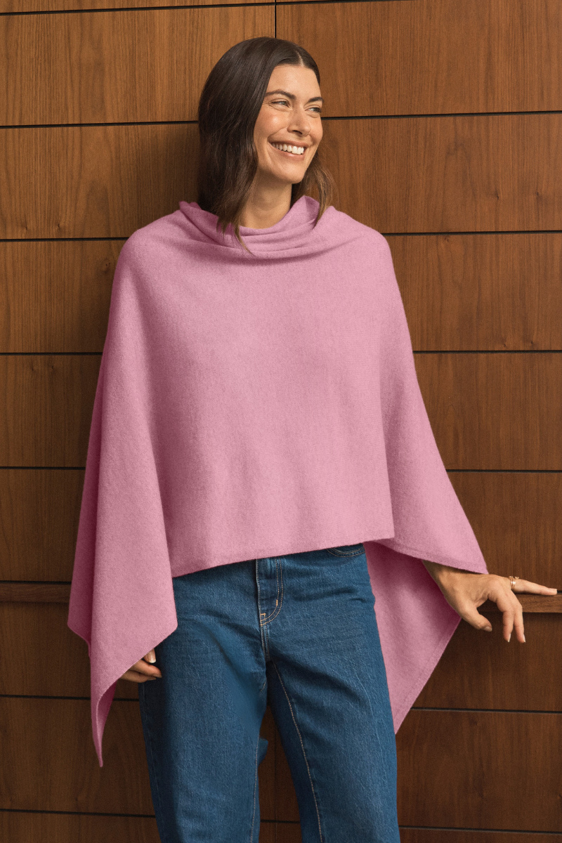 Cashmere Soft Rose Poncho - Cara Cashmere