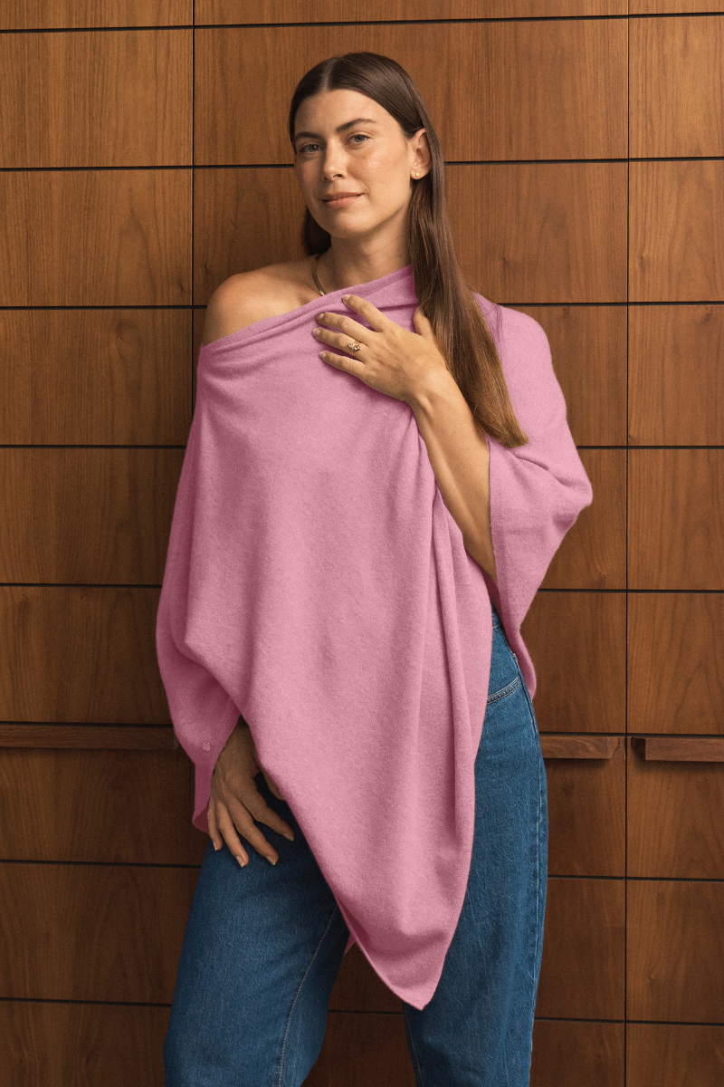 Cashmere Soft Rose Poncho - Cara Cashmere